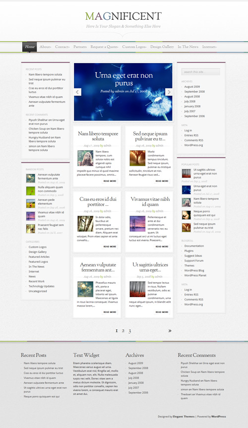 Magnificent Wordpress Theme Free Download by ElegantThemes.