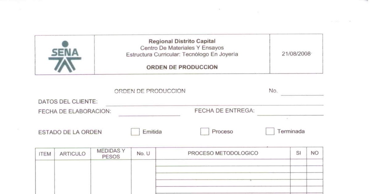orden de trabajo formato