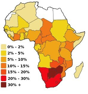 AIDS in Africa map