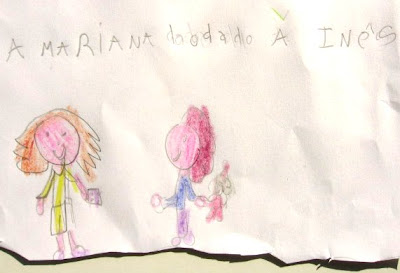 desenho de duas meninas e um dado