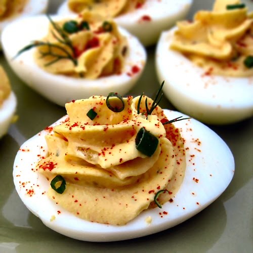 Spicy Deviled Eggs from a Kroger flyer no less 12 hard cooked eggs Spicy Deviled Eggs from a Kroger flyer no less 12 hard cooked eggs