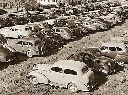 San Diago, Ca., 1940. Workers parking lot at Airplane Factory