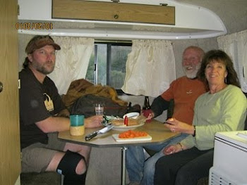 Gus, Mom and John in the Scamp