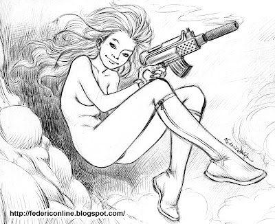 ragazza nuda con pistola