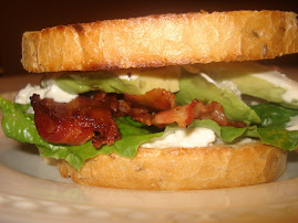 avacado and bacon sandwich with creamy blue cheese dressing