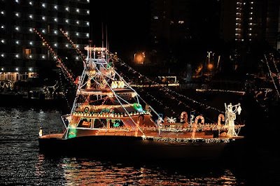 Boat Decorated for Holiday Parade on the intracoastal waterway, Pompano Beach Florida