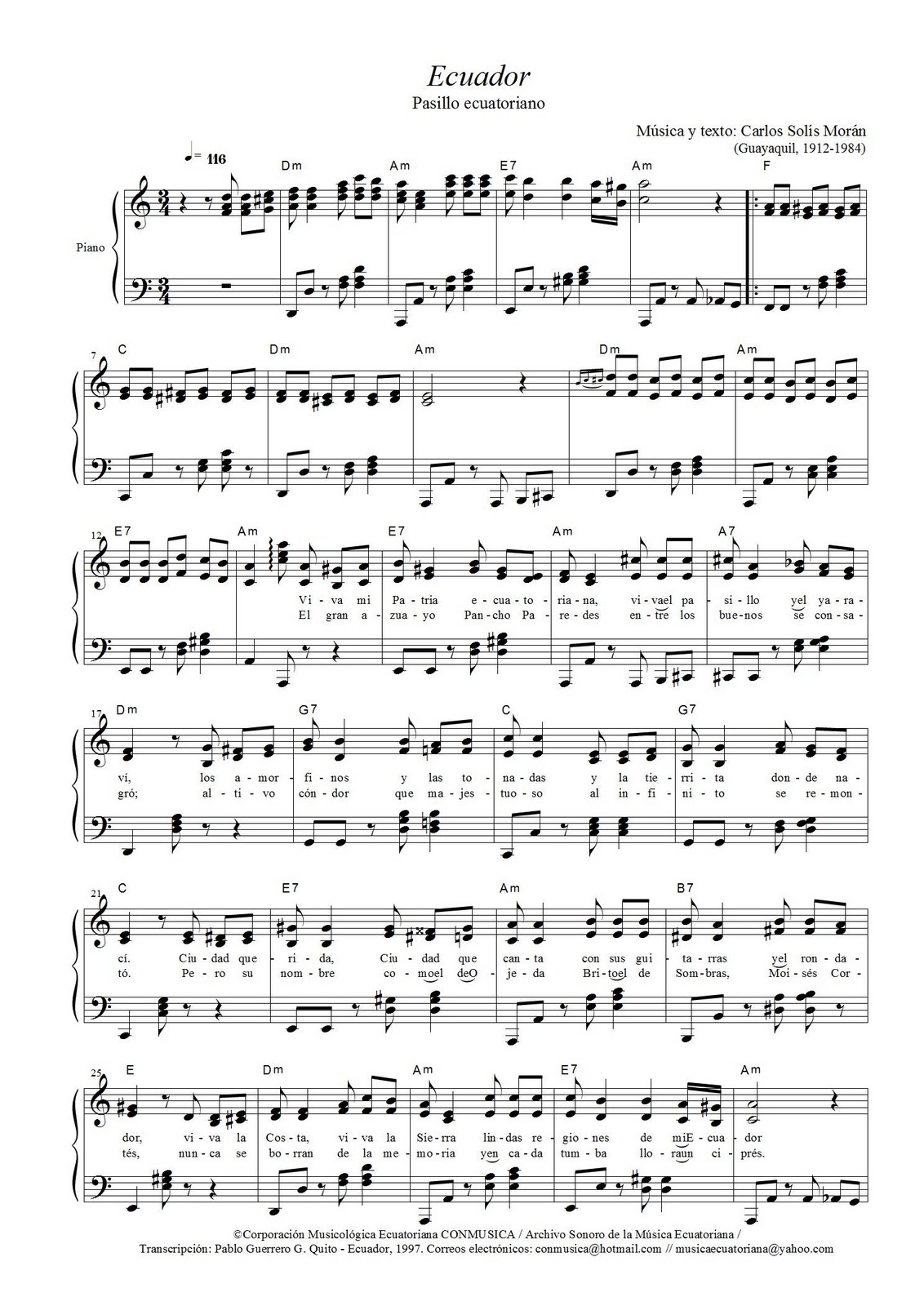 LETRA DE LOS PASILLOS ECUATORIANOS letra de los pasillos ecuatorianos: