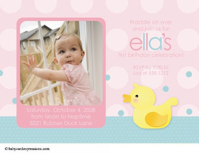 rubber ducky photo birthday invitation