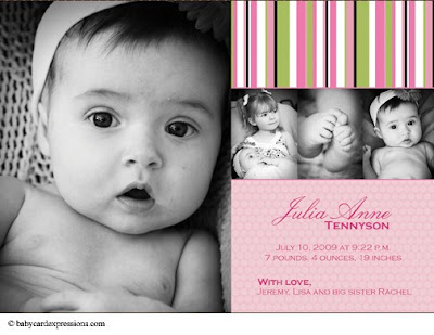 Stripes and Dots Photo Baby Birth Announcement