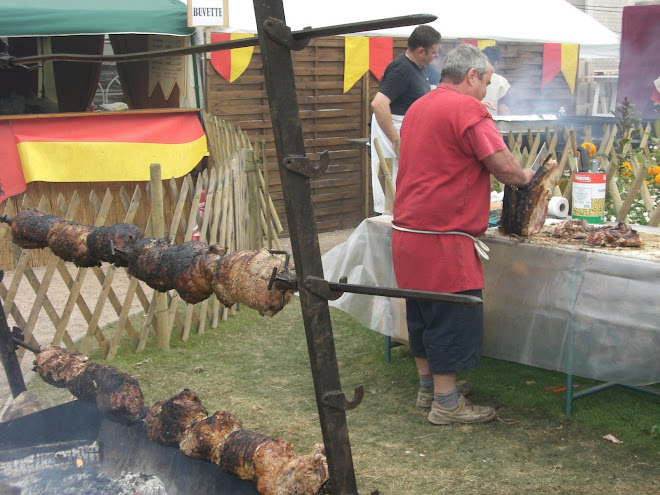 Meat on spits cooked by real wood at the Bayeaux Meatival Fest