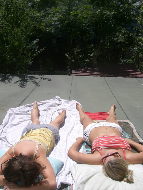 Girls sunning on our roof