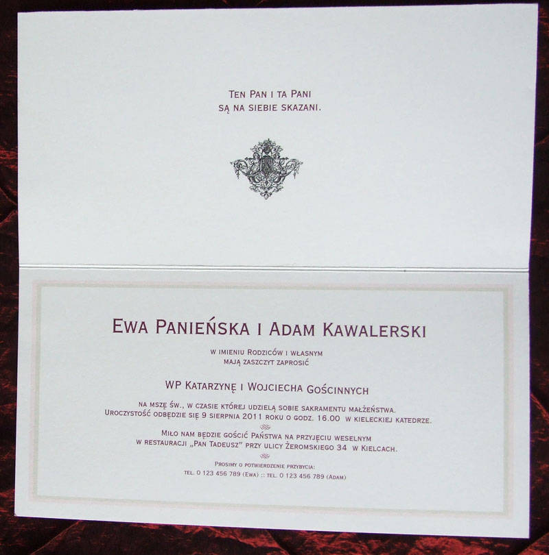Zaproszenia Wydawnictwa Cedro I Synowie Stycznia 2011