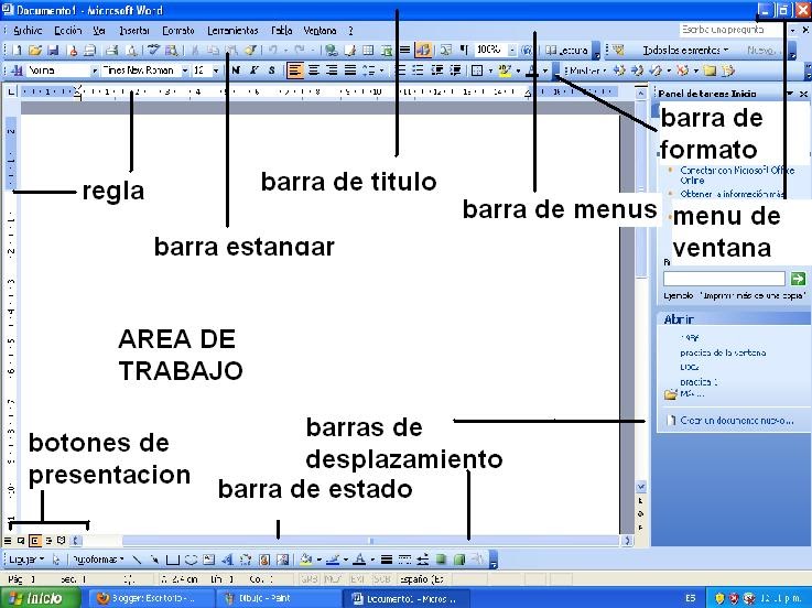 Juan Jose V. Hirales: Elementos de la pantalla de word