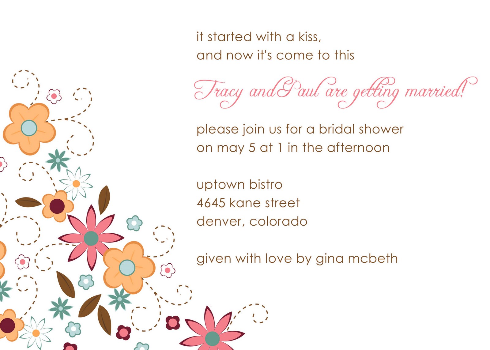 Flower Power Bridal Shower Invitation Flower Power Bridal Shower Invitation