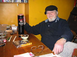 Russell Hoban at his home with Kraken gifts - 4/2/10