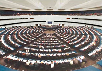 L'hémicycle du Parlement Européen à Bruxelles.
