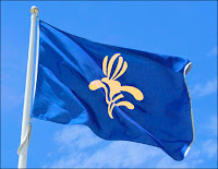 Le drapeau de la région Bruxelles-capitale. Document T.Lombry.