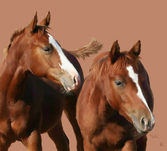 The art of Sandy Smith  - two of her many horses!