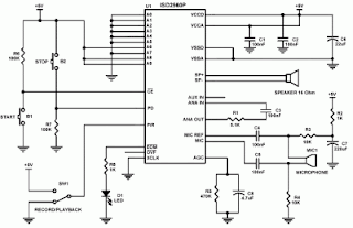 circuit for anything digital voice recordr for 60 seconds \u0026 playthis project is based on isd2560p ic which allows us to record 60 seconds voice and playback it with very high quality as shown in the schematic,
