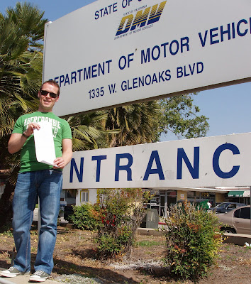 Jason passing his Californian written driving exam with flying colours
