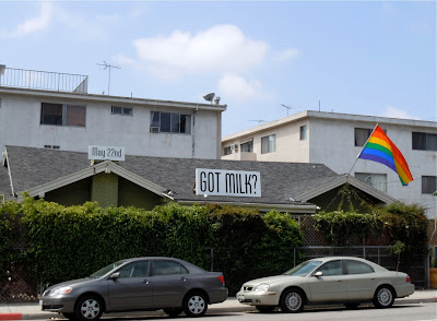 Harvey Milk Day rooftop display