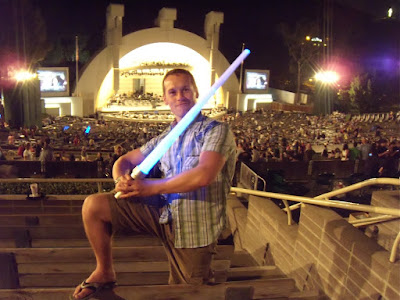 Jason and his lightsaber at the Hollywood Bowl
