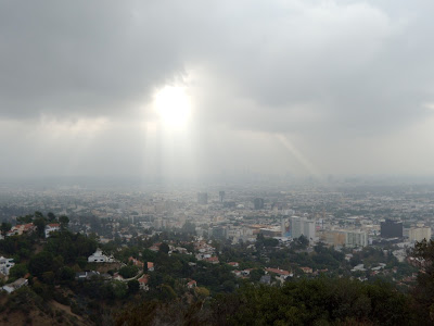 Sun rays shining on Hollywood
