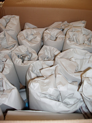 Packed glasses in box