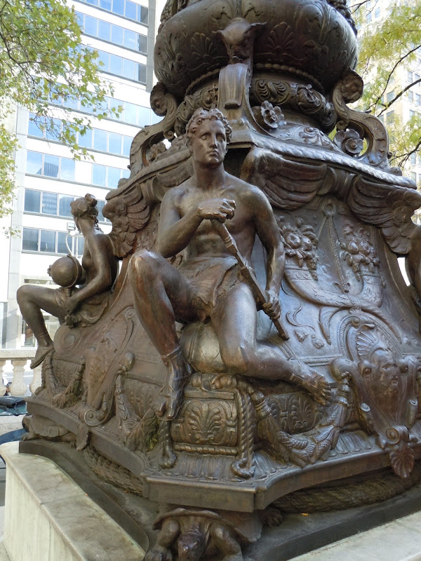 Angel column outside New York Public Library