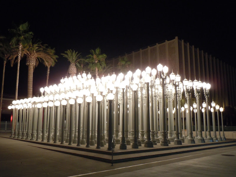 Urban Light sculpture at Night