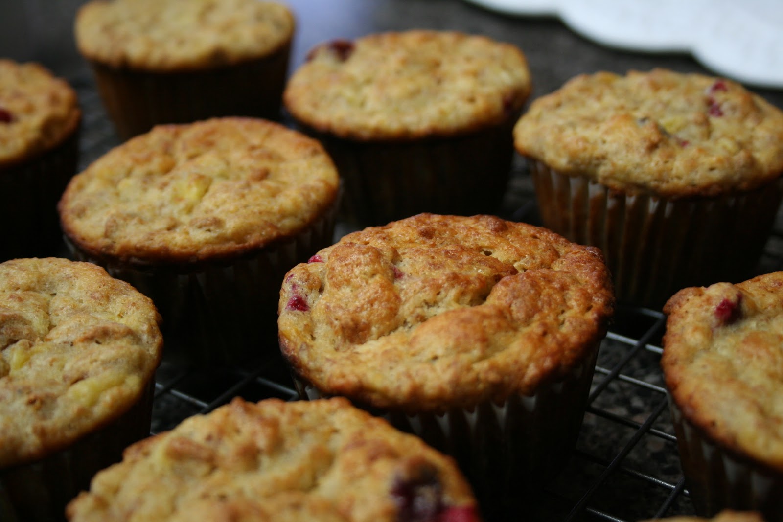 Mennonite Girls Can Cook Banana Cranberry Fiber Muffins