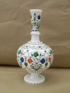 White Marble Inlay Art Vases and Lamps