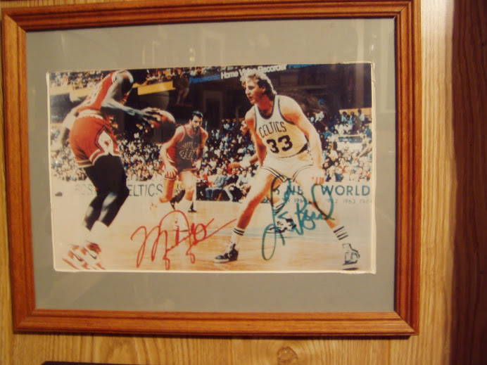 Larry Bird and Michael Jordan auto pic