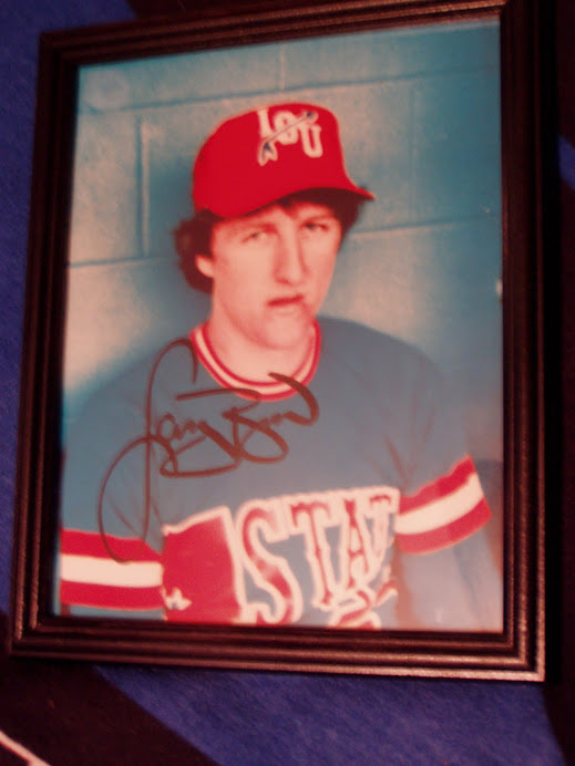 Larry Bird autoed ISU baseball pic