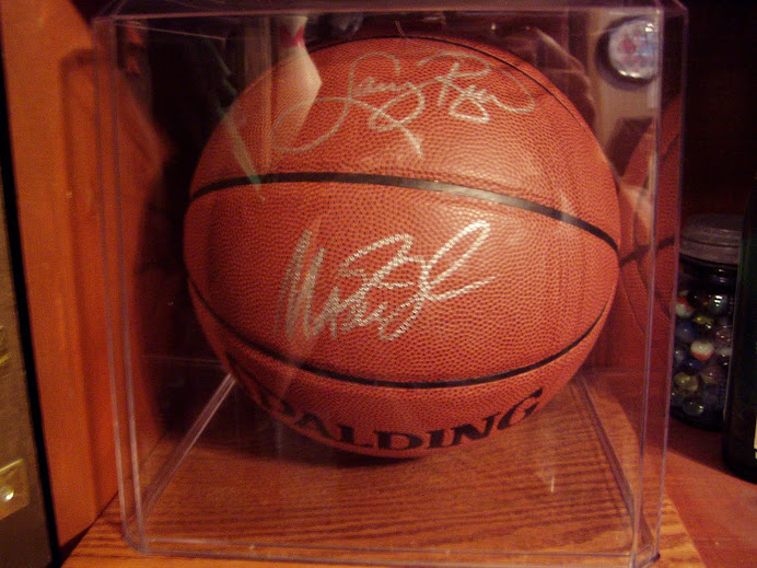 Larry Bird and Magic Johnson auto ball