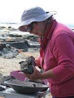Lesley Kool at the Dinosaur Dreaming site at Flat Rocks