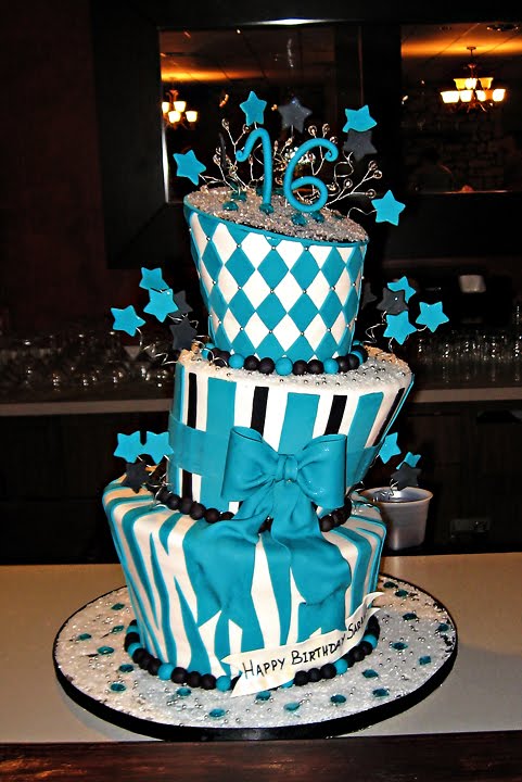 The colors are Teal Black and White Teal edible gems were made to accent 