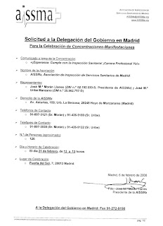 Imagen de la solicitud de la manifestación del 21 de febrero