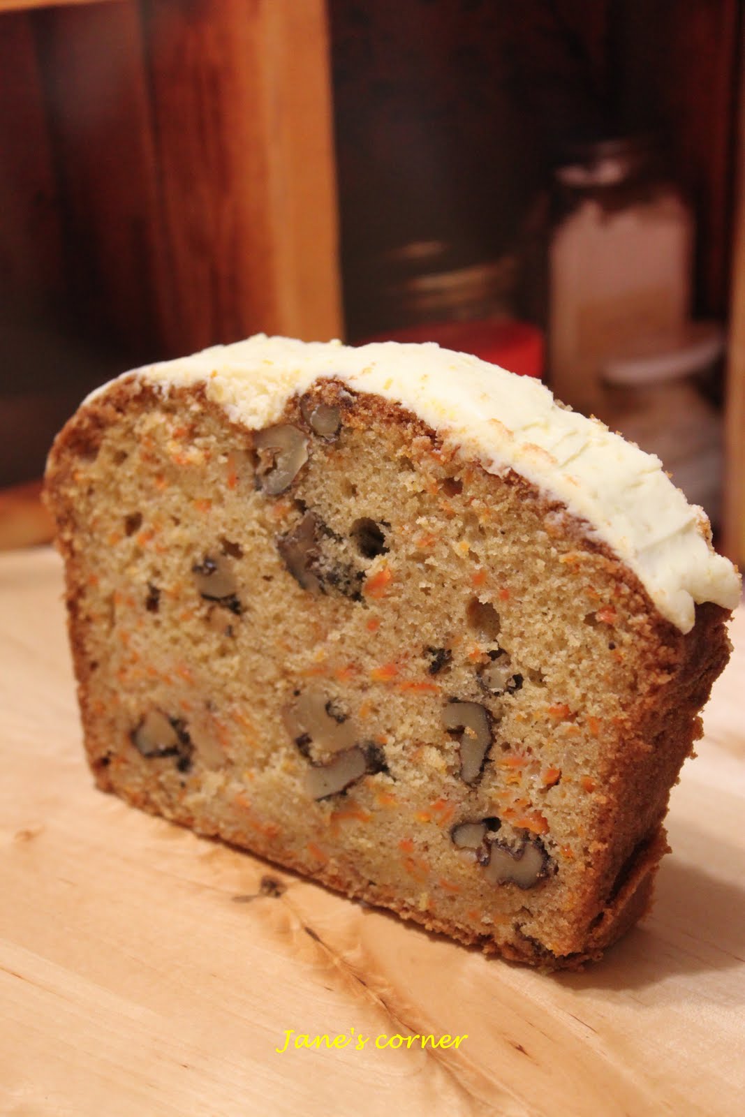 Jane's Corner Carrot Cake with lemon cream cheese frosting