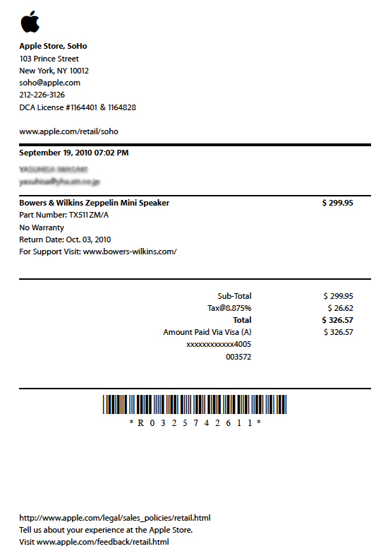 receipt template mac