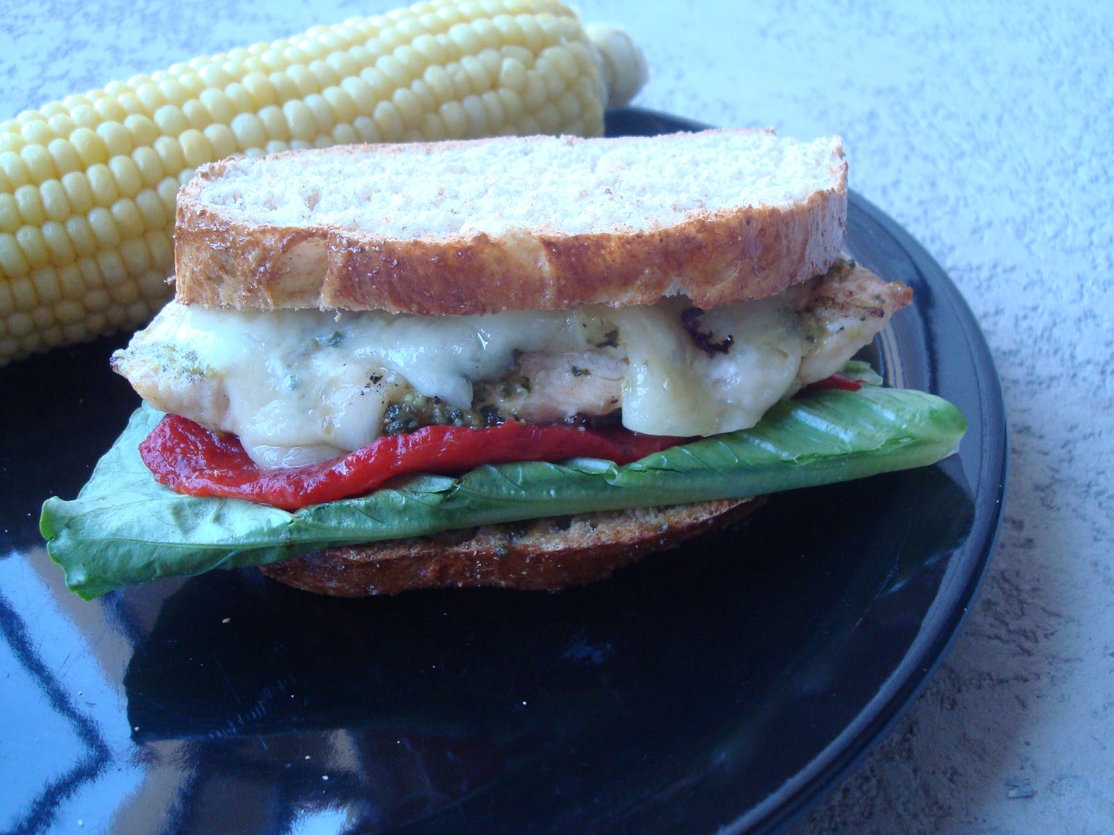 menu managed Chicken Pesto and Red Pepper Sandwiches