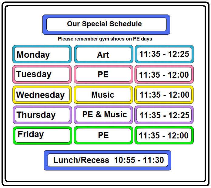 classroom visual timetable template