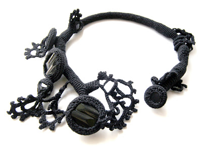 freeform crocheted necklace mystic black