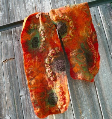 felted scarf with nuno-felting details