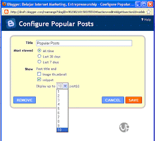 Blog Pembelajaran, Support System, Belajar, Internet Marketing, Entrepreneurship, Blogger, Tips Tutorial Blogger, Fitur Terbaru, Popular Post, Widget, Gadget