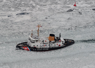 The U.S. Coast Guard Cutter Morro Bay, a 140-foot icebreaking tug temporarily assigned to augment the Great Lakes Icebreaking Fleet for the 2010-2011 icebreaking season, clears a path through the ice near Neebish Island, Mich., Jan. 17, 2011. U.S. Coast Guard photo by Petty Officer 3rd Class George Degener.