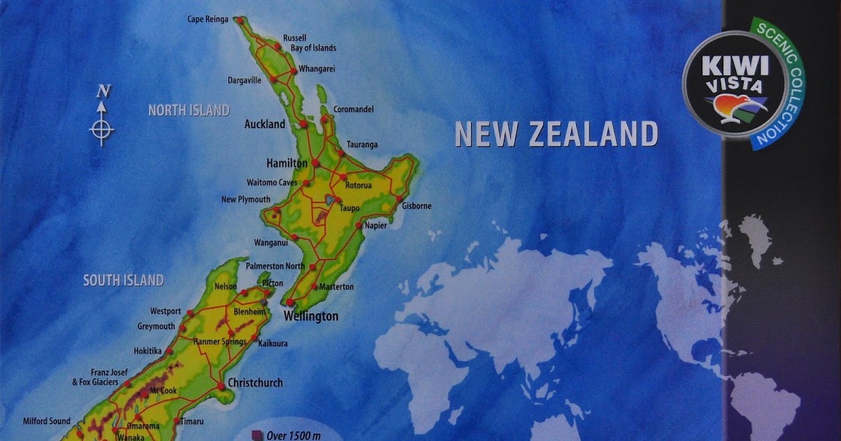 Postcards of Nations New Zealand map