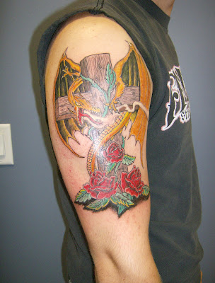 Dragon and rose tattoo