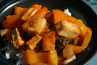 sweet and sour tofu made in the slow cooker