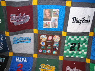 T-Shirt Quilt with Portrait and Brownie vest feature blocks